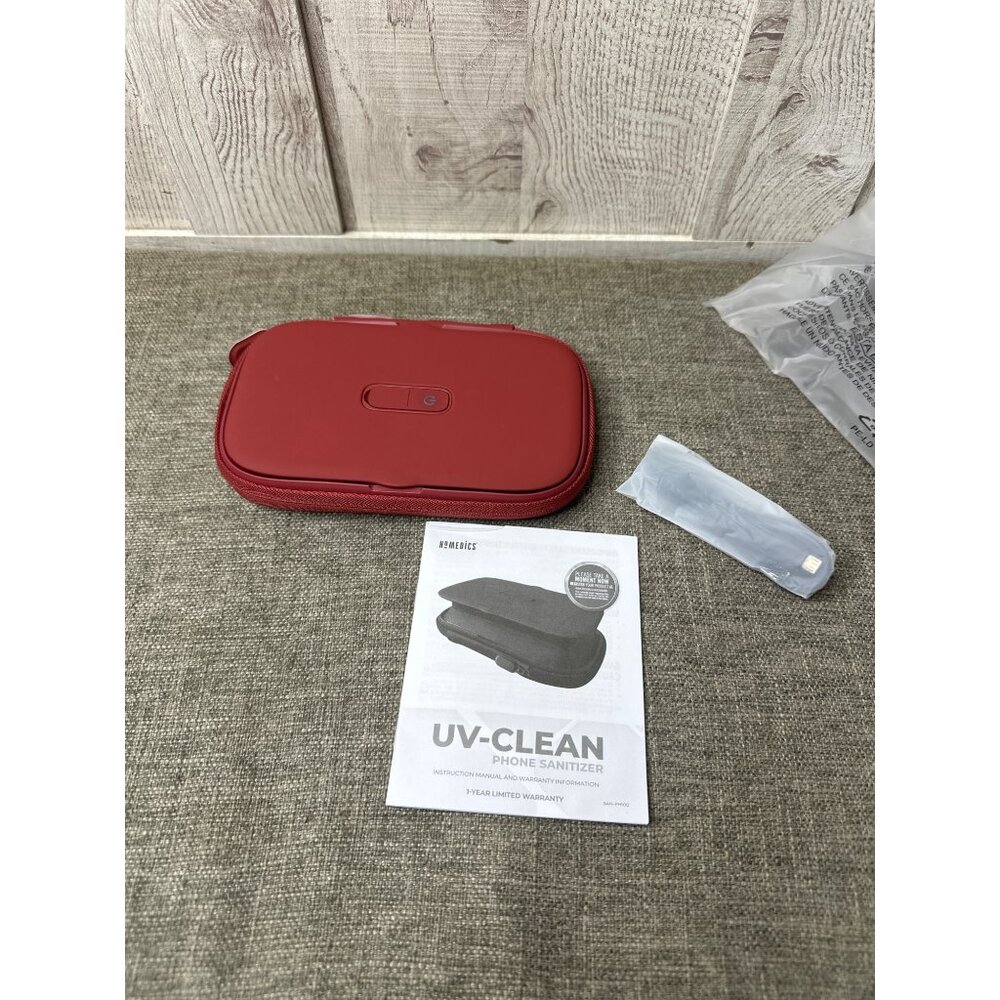 Homedics UV-Clean Phone Sanitizer With 2 UV-C LEDs Portable Red Case